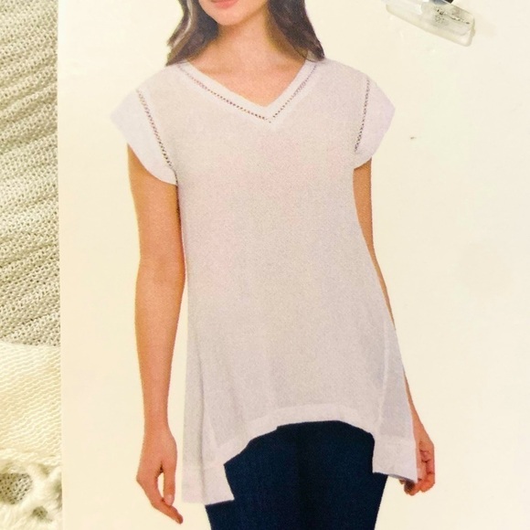 NWT ELLEN TRACY cream Flutter Sleeve Blouse sz L - Picture 1 of 9